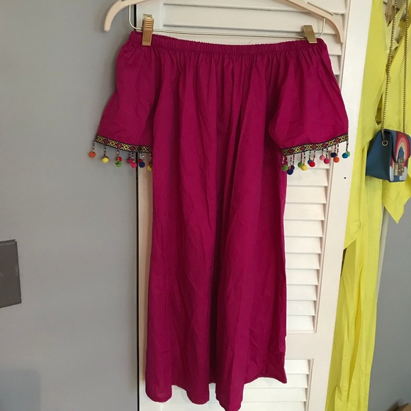 NWT ASOS cold shoulder Pom Pom tassel shift dress - Picture 2 of 3